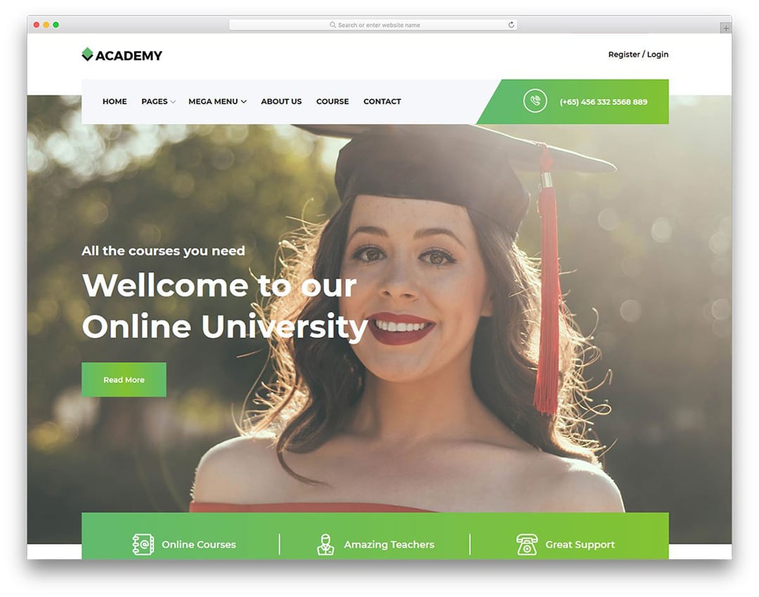 Academy Free University Website Template 2018